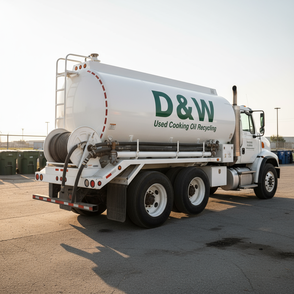 D&W Truck collecting used cooking oil from restaurant